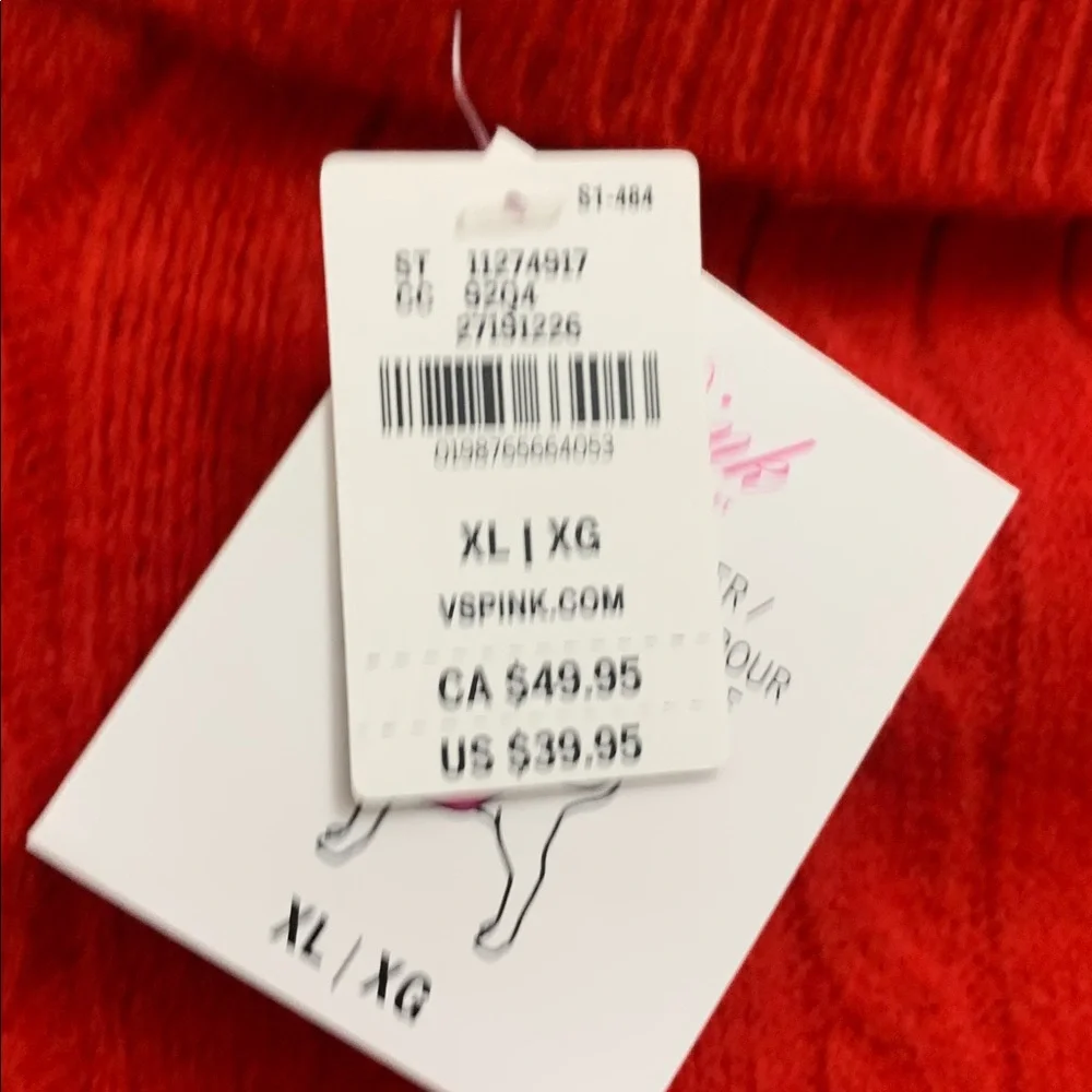 Victoria's Secret Pink Red Cable Knit Dog Sweater XL